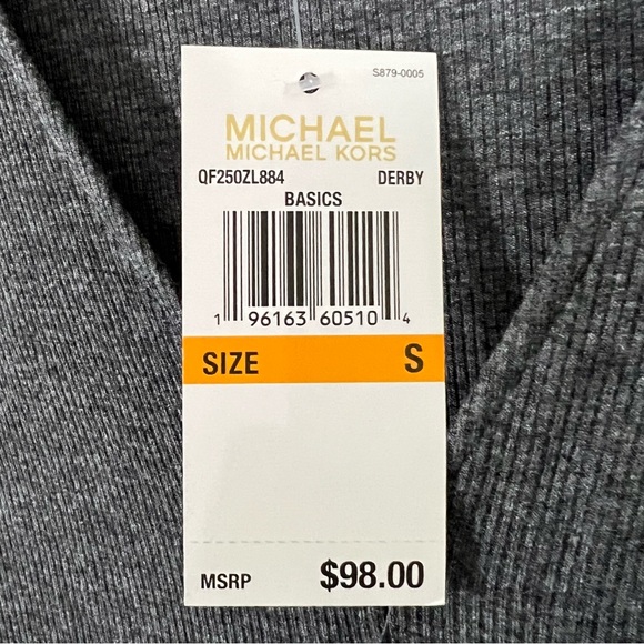 Michael Kors Derby Basics gray V-neck sweater with tie front size small NWT - Picture 3 of 4